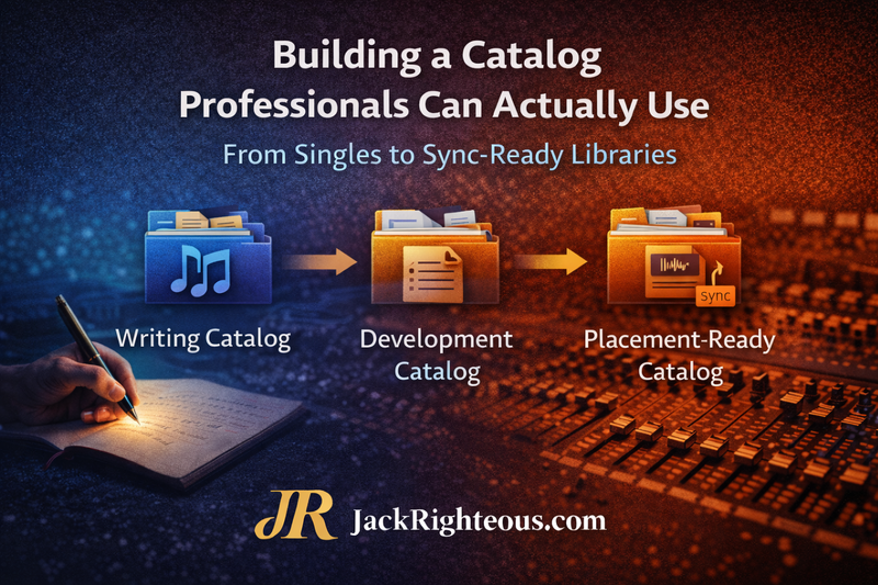 Workflow for building an AI music catalog from individual songs into sync-ready professional assets
