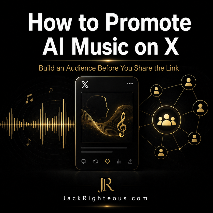 Guide to promoting AI music on X with clearer positioning, useful posts, audience relationships and creator proof