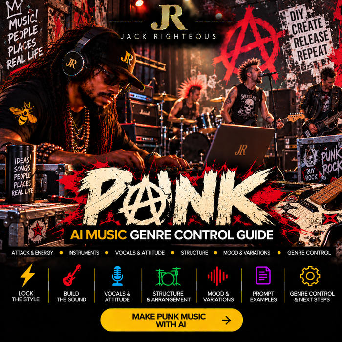 Punk Genre Intelligence for AI music creators — attack, energy, instruments, vocals, attitude, structure and genre control