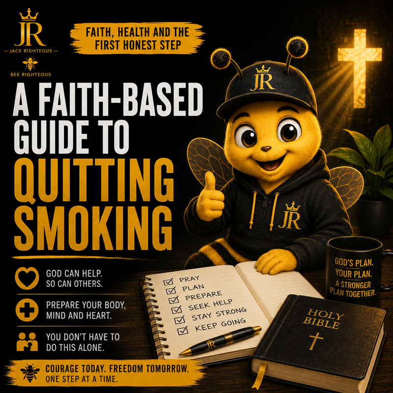 Bee Righteous presents a faith-based quit smoking guide focused on courage, planning, support and one honest first step.