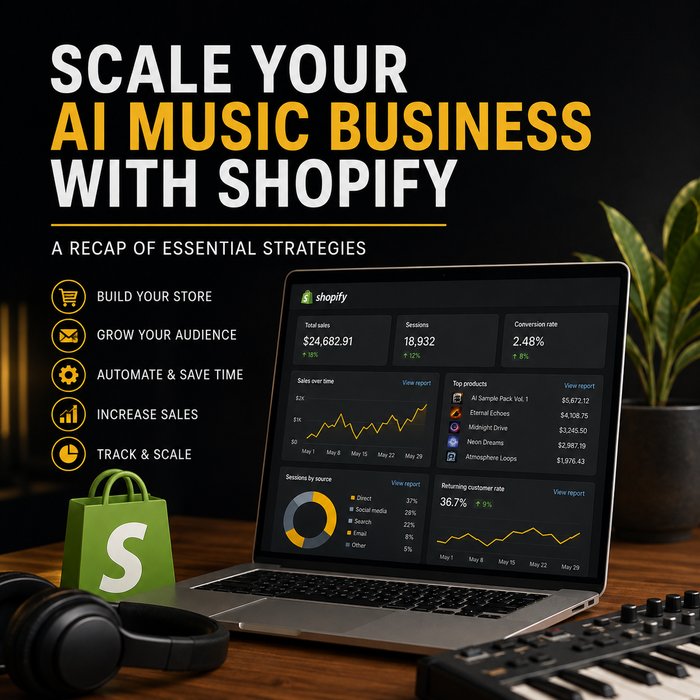 Shopify strategy recap for scaling an AI music business through offers, audience systems and creator commerce