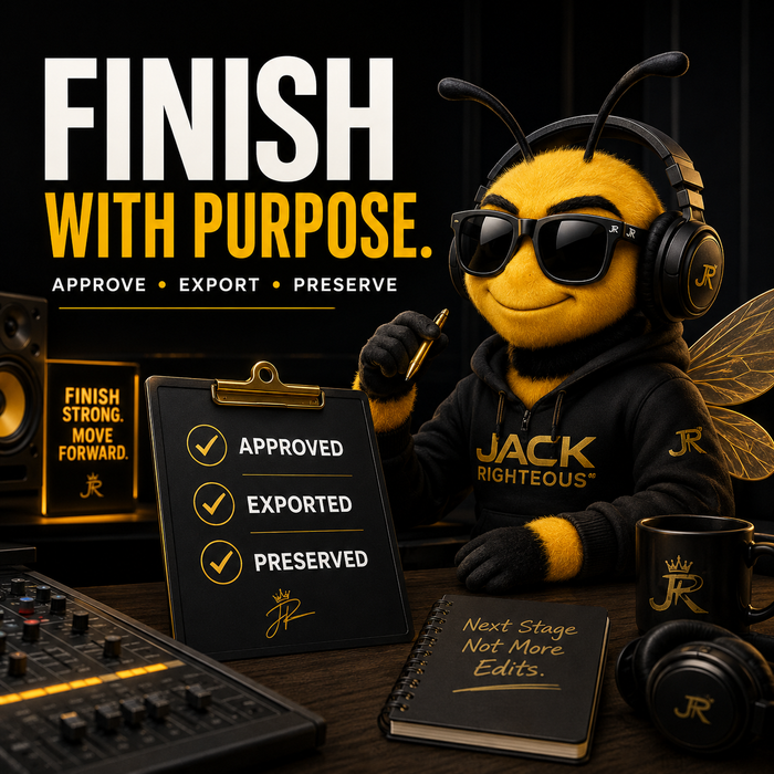 Studio Finish Builder workflow for approving, exporting and preserving a completed AI music project