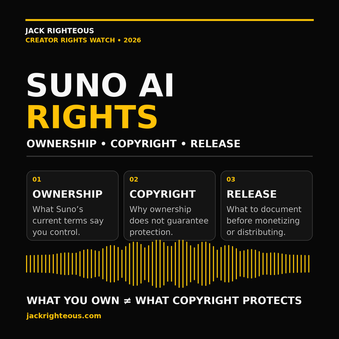 Suno AI Rights in 2026 — ownership, copyright and release guide by Jack Righteous