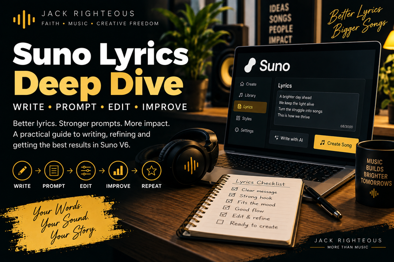 Suno Lyrics Deep Dive — V6 songwriting guide for JackRighteous.com
