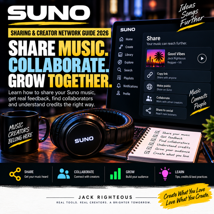 Suno Sharing and Creator Network Guide 2026 — share music, collaborate and grow together | Jack Righteous