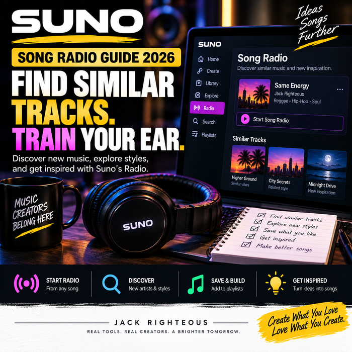 Suno Song Radio Guide 2026 — find similar tracks and train your ear | Jack Righteous