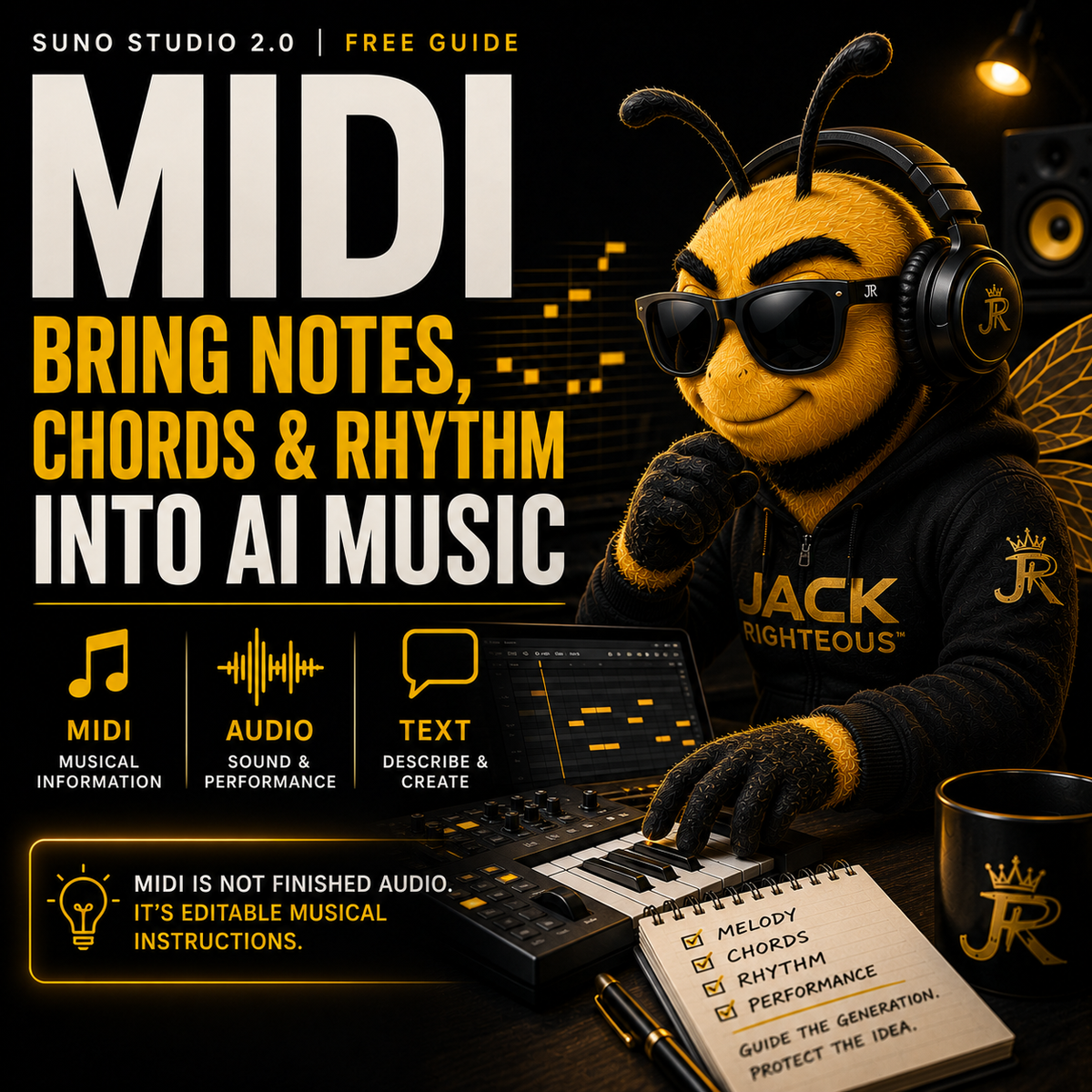 Suno Studio 2.0 MIDI guide for importing, recording, editing and generating AI music from MIDI
