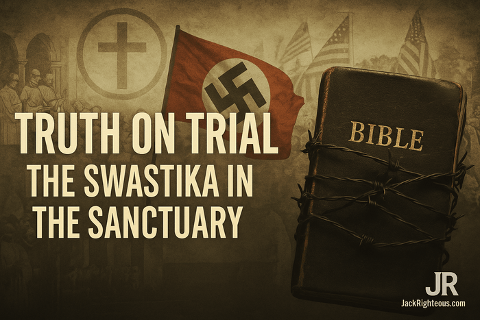 Truth on Trial Part 2: a church sanctuary showing the collision of Christian symbols, Nazi racial ideology and white supremacist nationalism