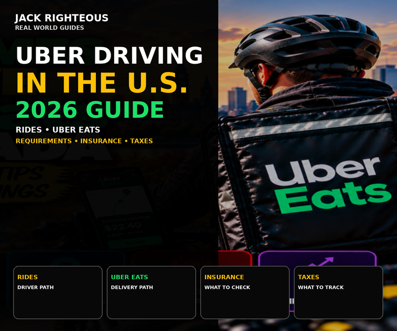 Uber driving in the U.S. 2026 guide cover for rides, Uber Eats, requirements, insurance and taxes