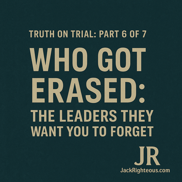 Truth on Trial Part 6 cover representing celebrated Christian heroes, erased institutional complicity and the recovery of the full historical record