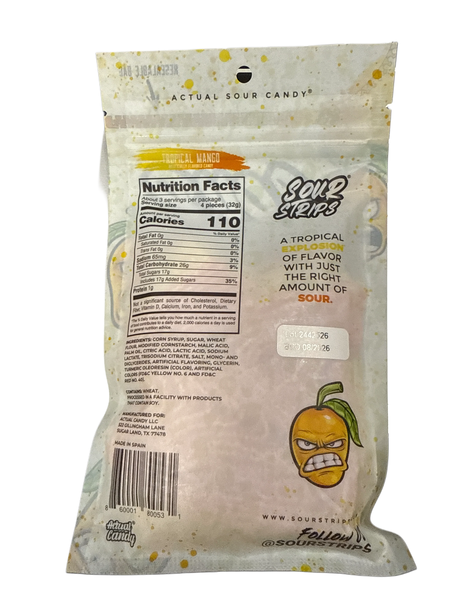 Sour Strips Tropical Mango 96G - U.S Edition