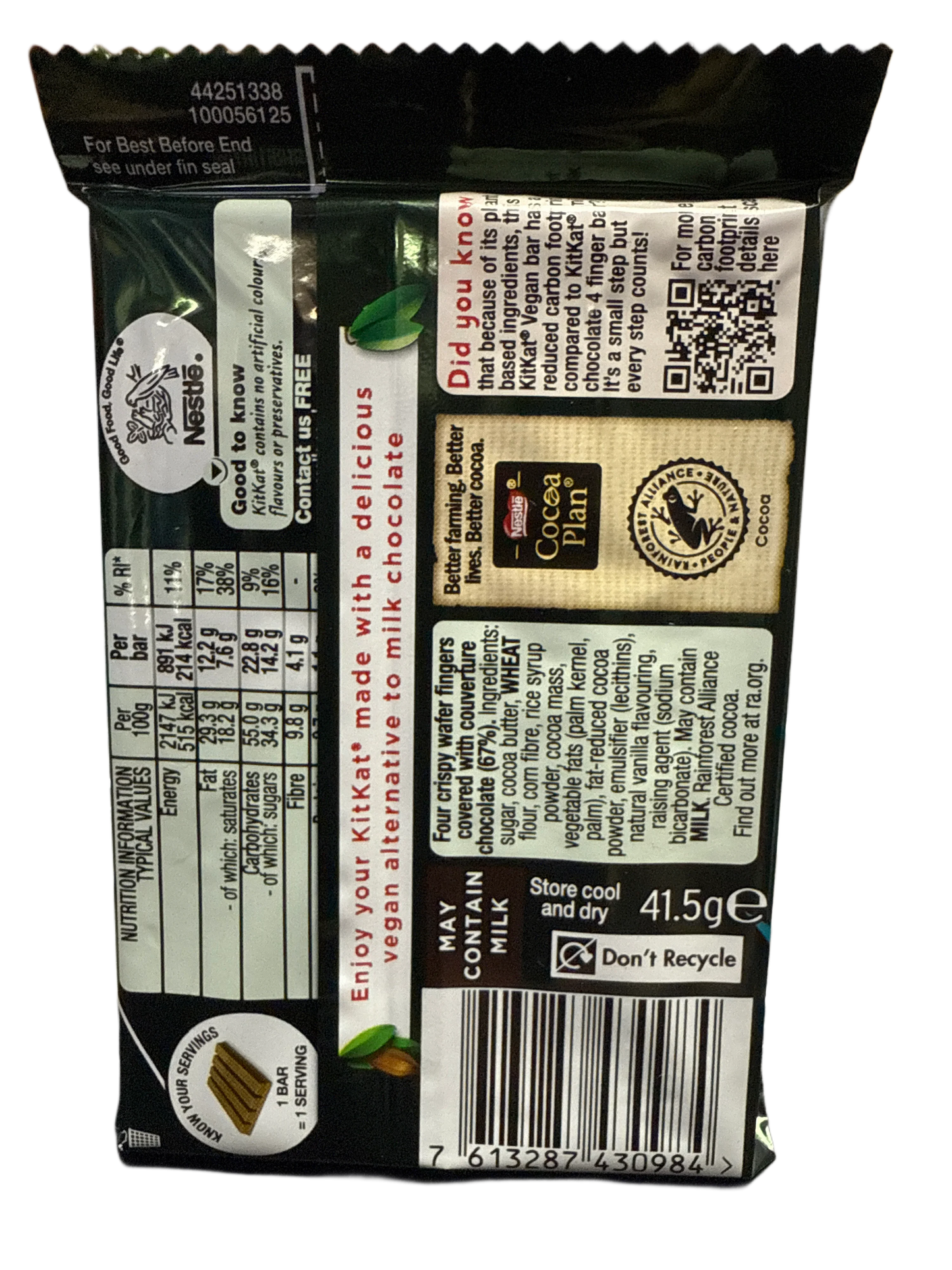 Nestle Kit Kat Vegan Chocolate 41.5G - Irish Edition