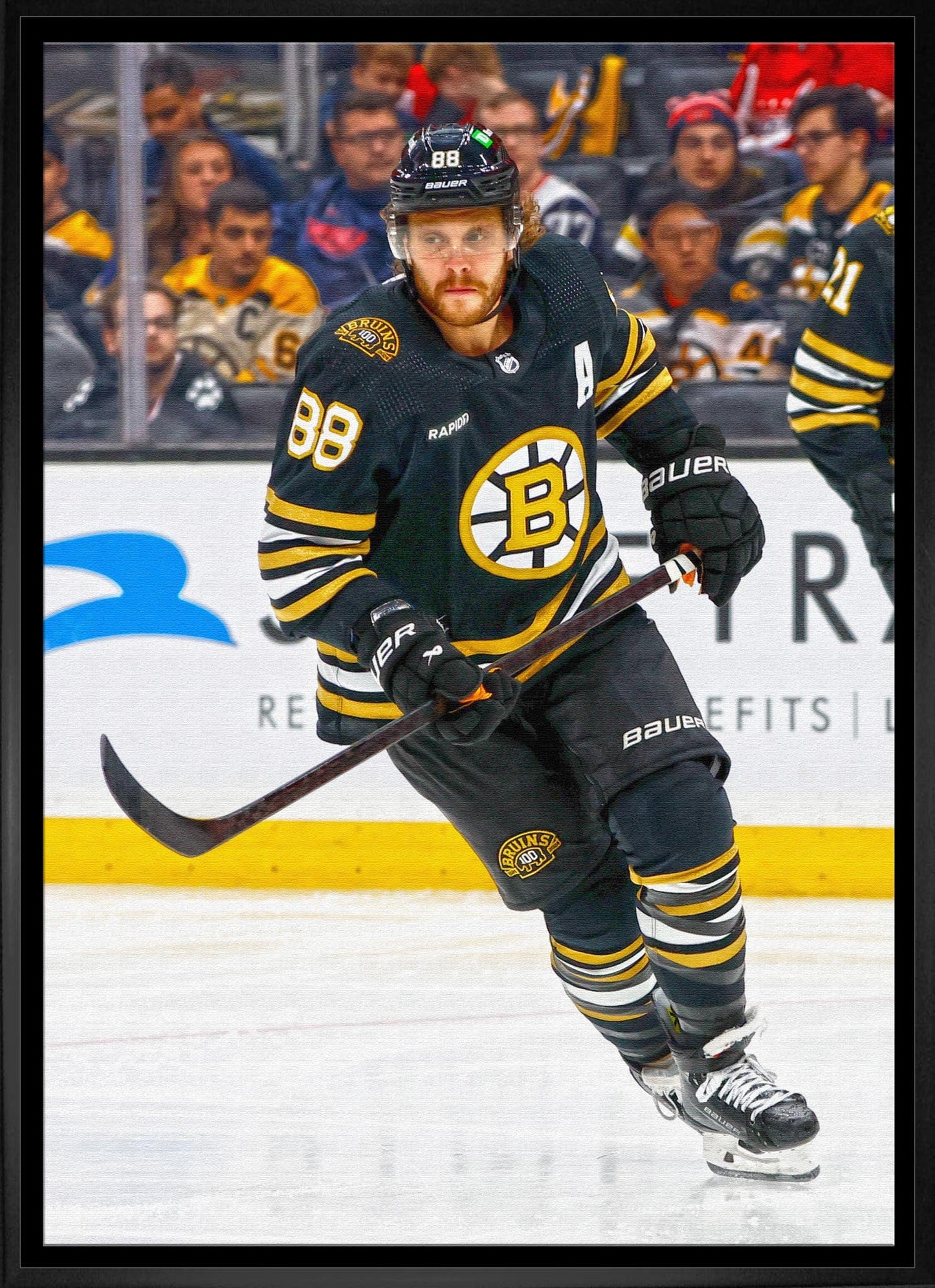David Pastrnak Framed 20x29 Canvas Bruins Action-V