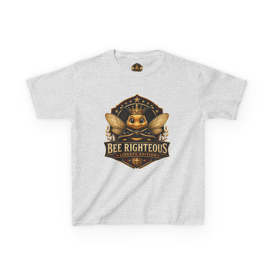 Gray t-shirt with a bee-themed graphic and text on a white background