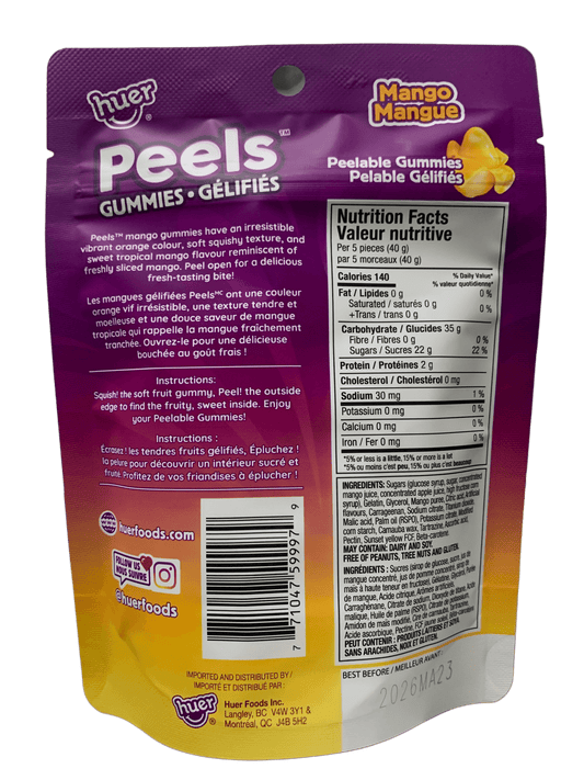 Huer Peel Gummies Mango 65G - Canadian Edition