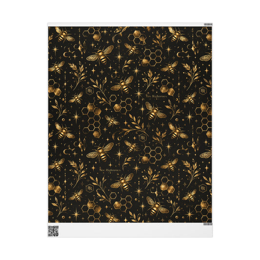Wrapping Paper — Elegant Black & Gold Bee Pattern Gift Wrap