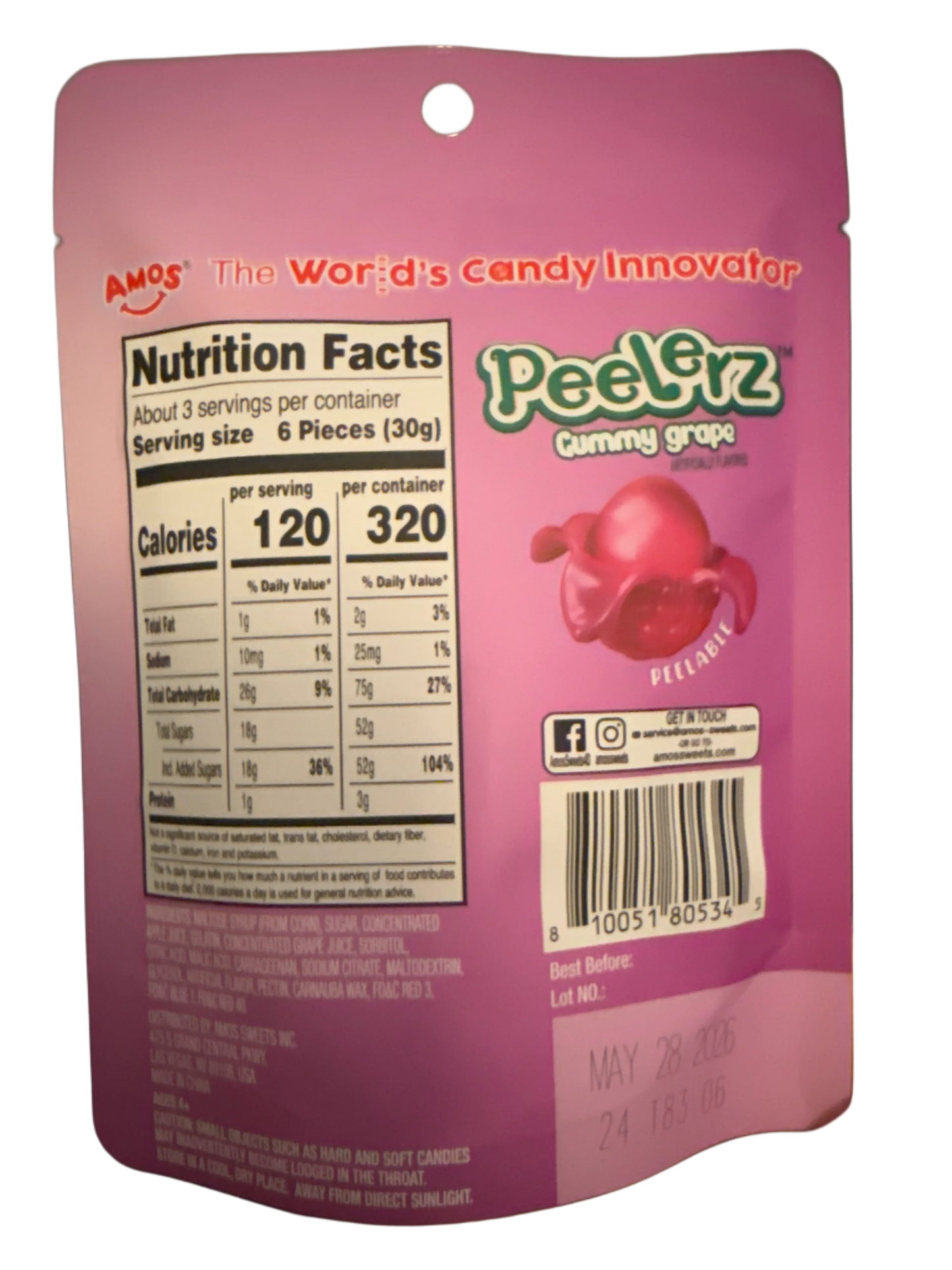 Amos Peelerz Gummy Grape 85G - U.S Edition