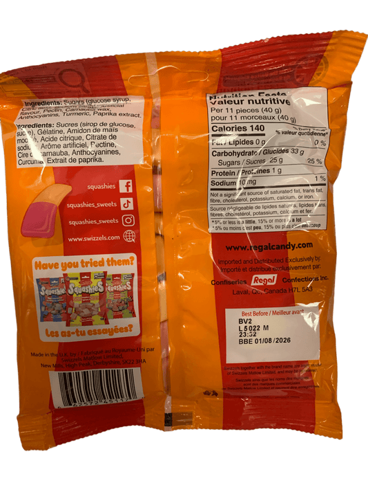 Squashies Orange and Cherry Flavour 160G - U.K Edition