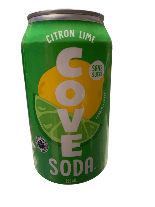 Cove Prebiotic Lemon Lime Flavoured Soda 355ML - Canadian Edition