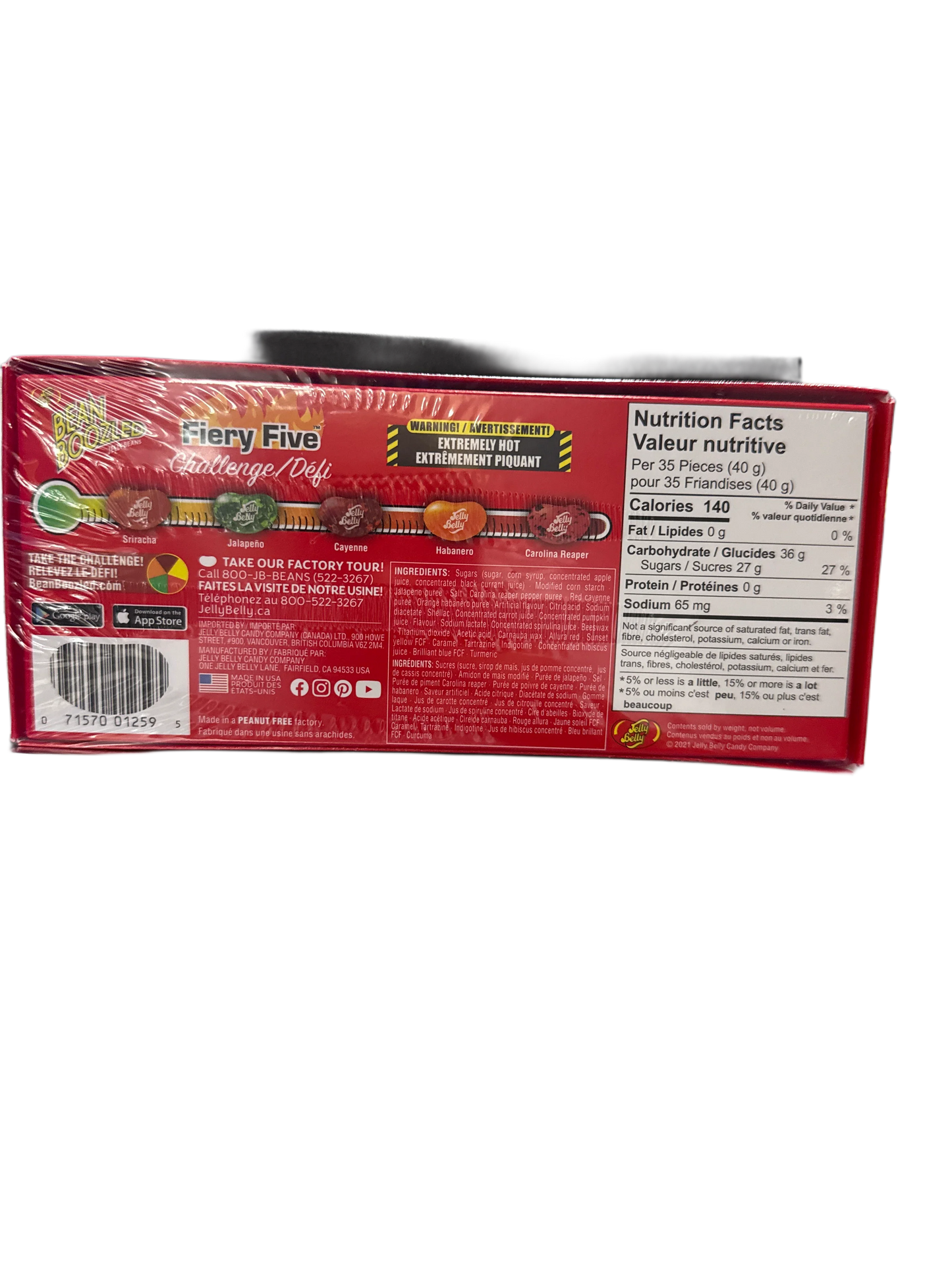 Jelly Belly Bean Boozled Fiery Five Challenge Jelly Bean Theatre Box Game 100G - U.S Edition