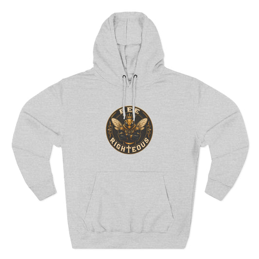Bee Righteous Graphic Hoodie — Gold Bee Emblem Pullover