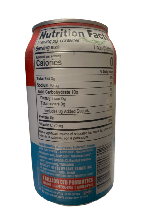 Cove Probiotics Zero Sugar Ice Pop Soda 355ML - Canadian Version