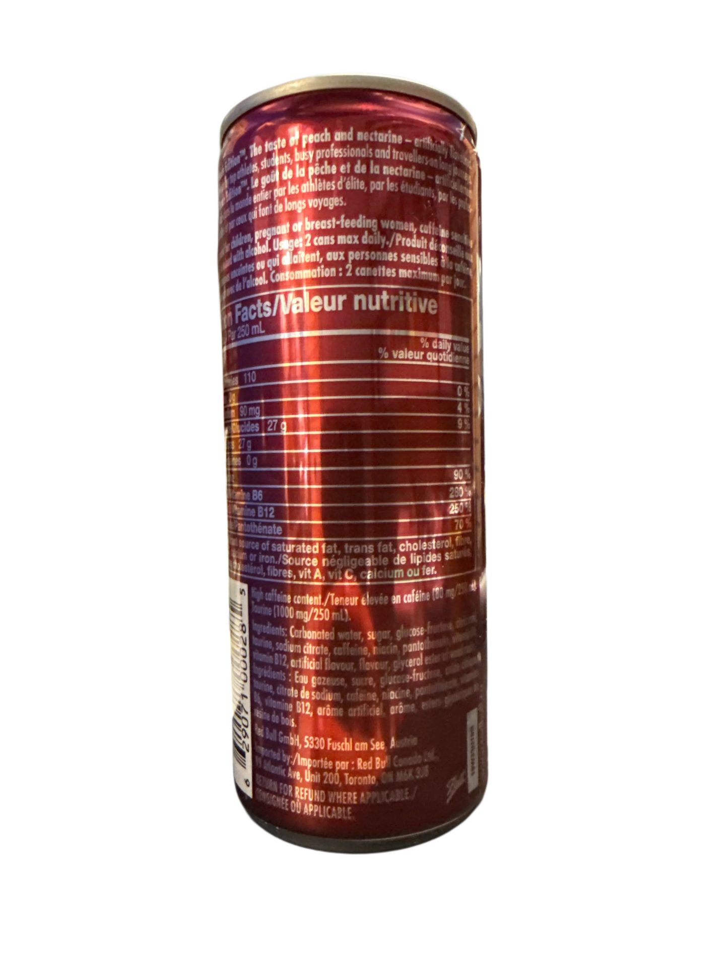 Red Bull Peach Nectarine Flavour 250ML - Canadian Edition