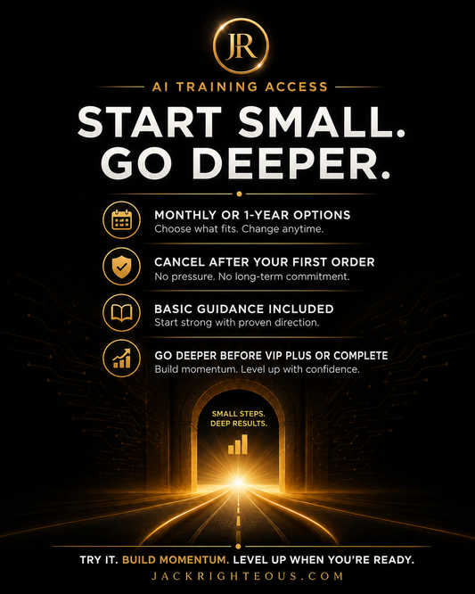 Promotional graphic for AI training access with a tunnel metaphor on a black background.