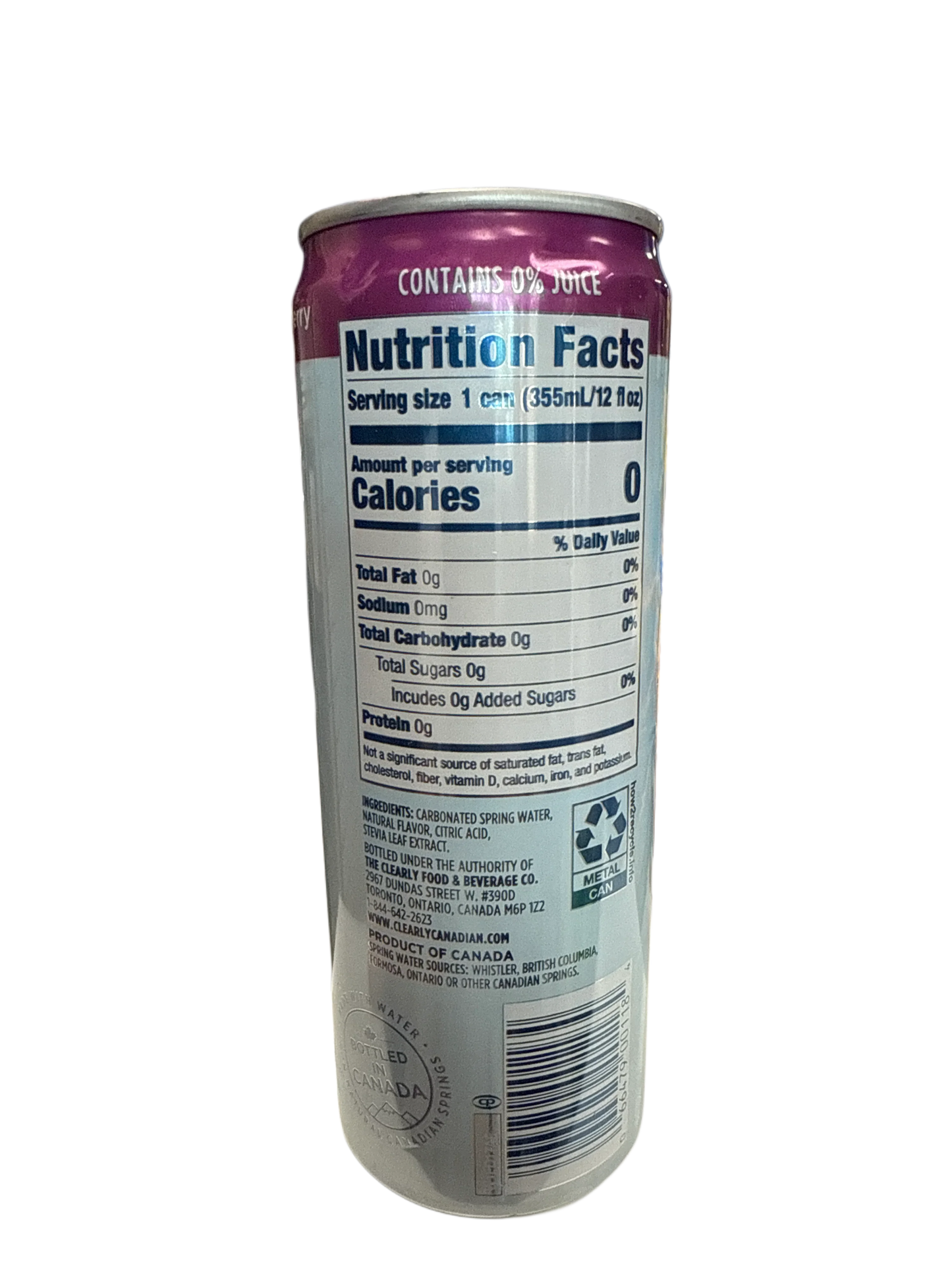 Clearly Canadian Zero Sugar Forest Blackberry Flavour 355ML - Canadian Edition