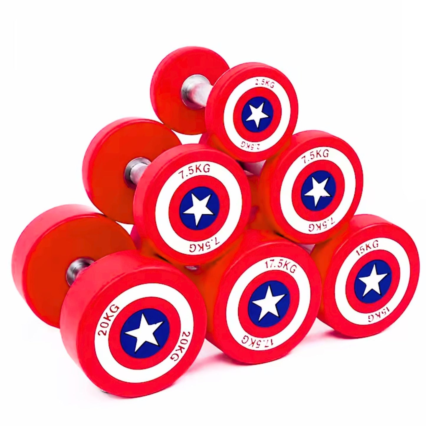 Captain America Round Dumbbells 10 to 50 LB Set
