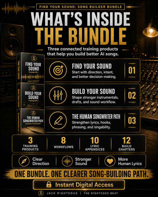 Promotional graphic for a song building bundle with text and icons on a dark background.