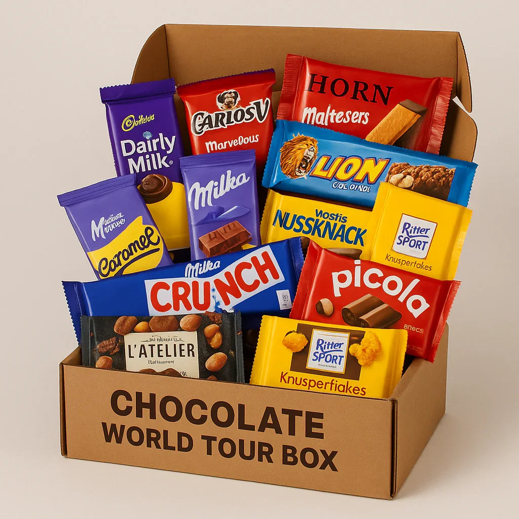 Chocolate World Tour Box – 10 International Bars & Treats