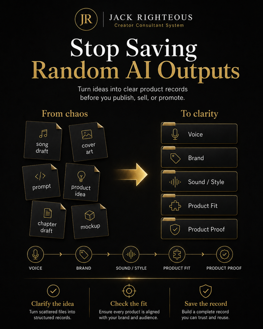 Diagram from Jack Righteous' system on managing AI outputs with clear product records.