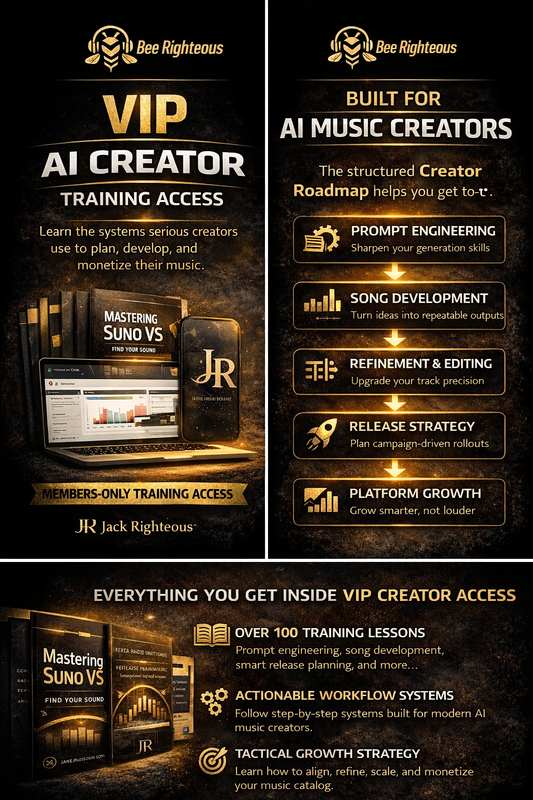 Promotional graphic for VIP AI Creator training access with features and benefits listed.