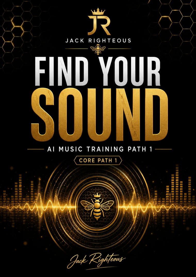 Book cover of 'Find Your Sound' by Jack Righteous with gold and white text on a black background.