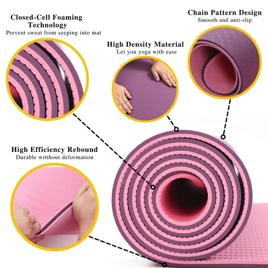 6mm Thick Double Color Anti-Slip TPE Yoga Mat