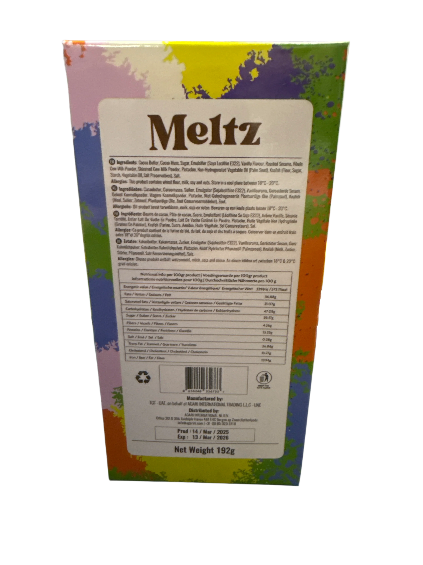 Meltz Dubai Chocolate Pistachio Knafeh Flavour 192G - Dubai Edition