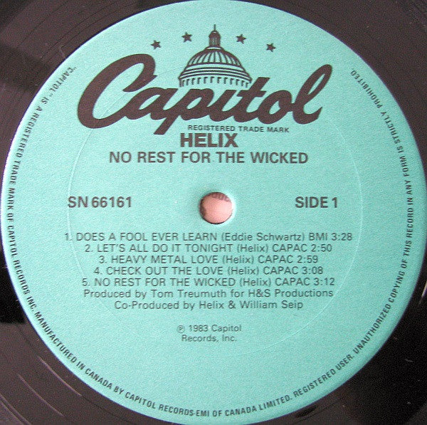 Helix – No Rest For The Wicked - 1983 Original - Bargain Bin!