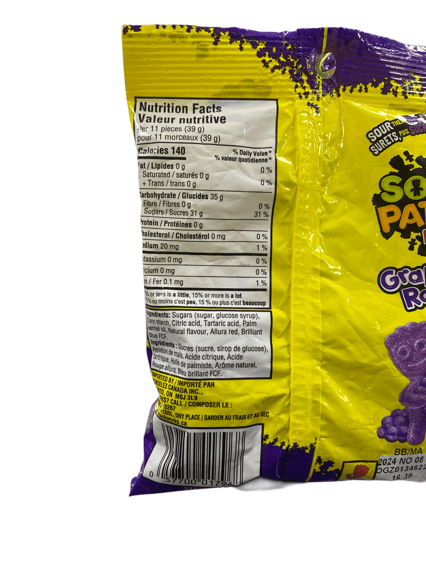 Sour Patch Kids Grape Candy Bag 150G - Canadian Edition