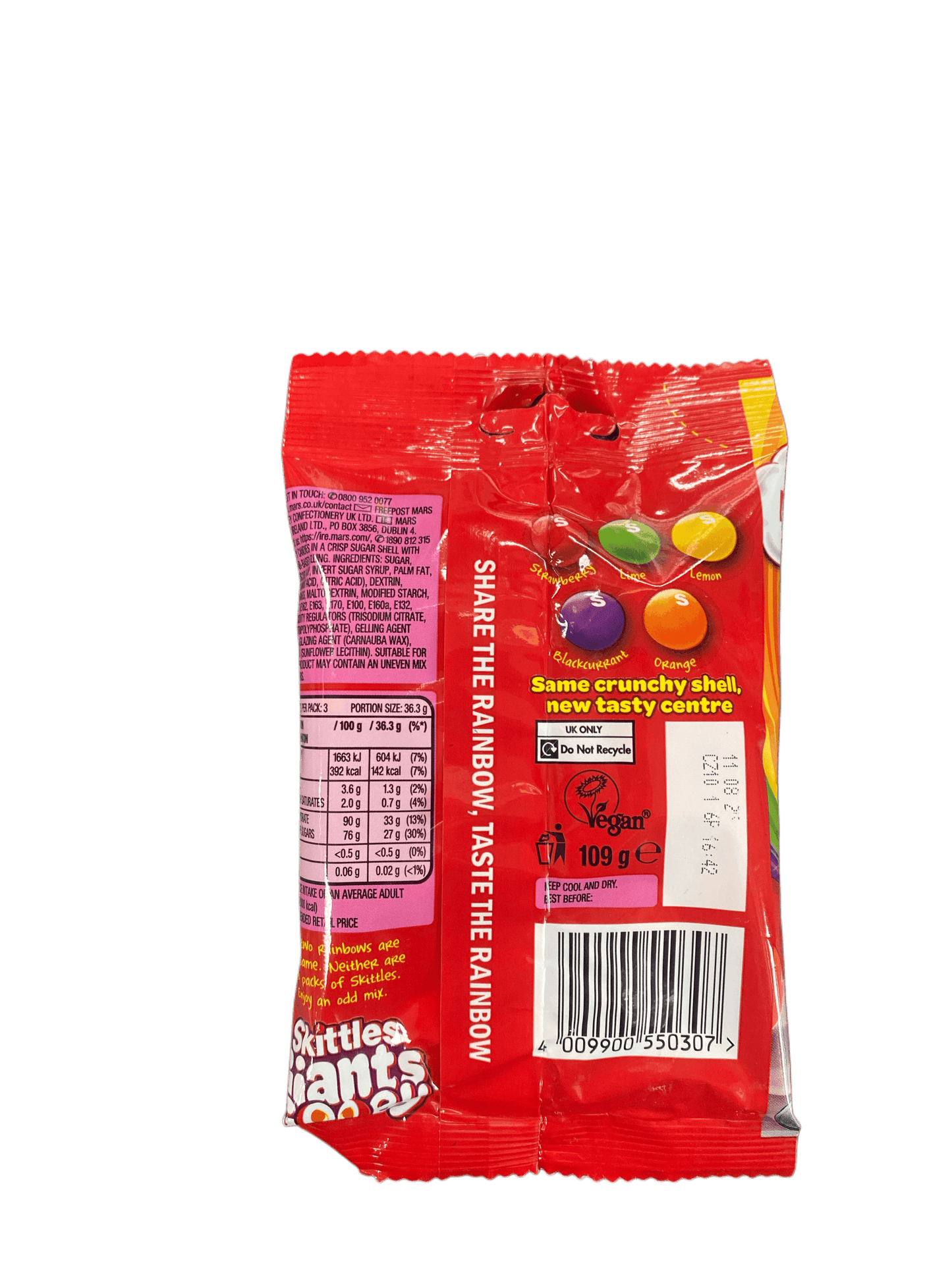 Skittles Giants Gooey Candy Bag 109G Ireland Edition
