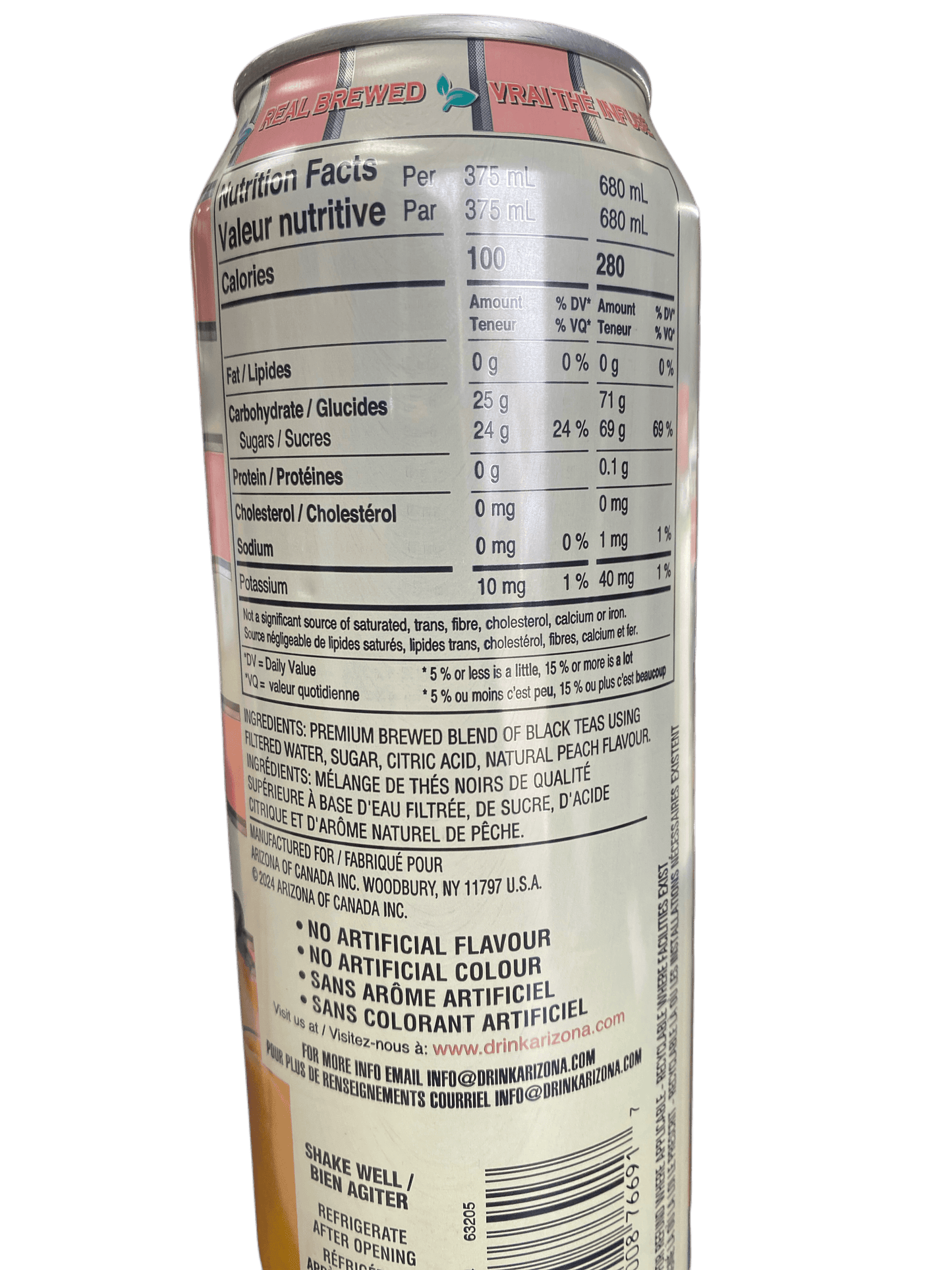 Arizona Iced Tea Peach Flavor 680 mL - U.S Edition