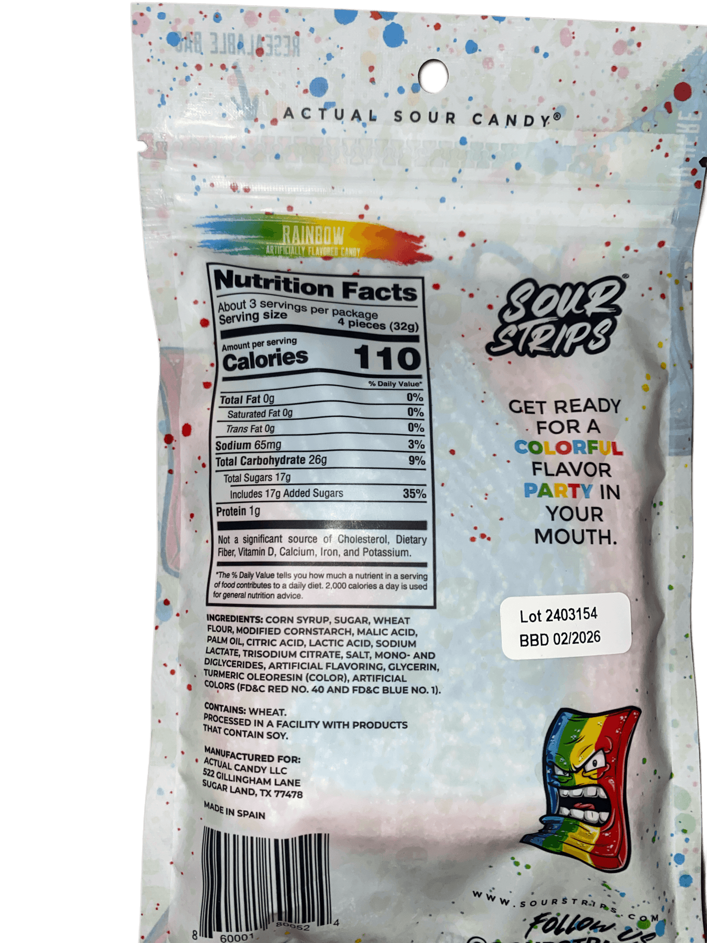 Sour Strips Rainbow 3.40OZ - U.S Edition