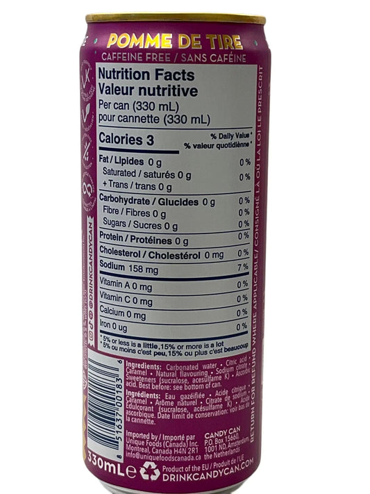 Candy Can Sparkling Wonka Toffee Apple Sugar Free Drink 330ML - Canada Edtion