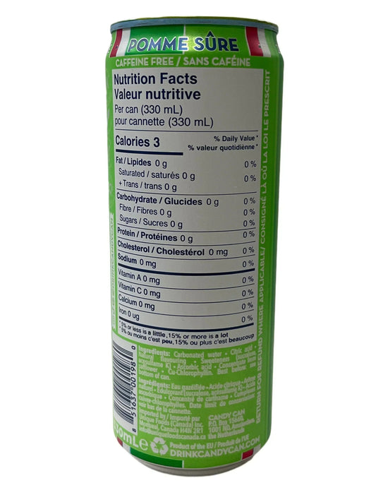 Candy Can Sparkling Sour Apple 330ML - Canadian Edition