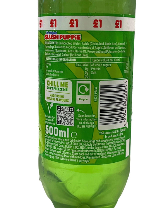 Slush Puppie Fizzie Green Apple Drink 500ml 11/24