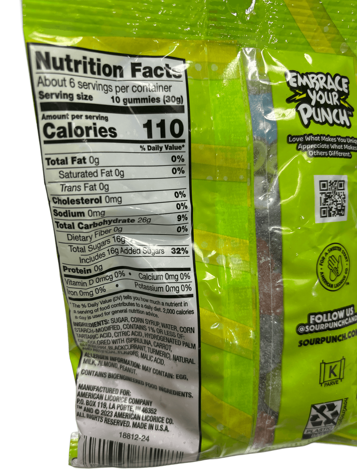 Sour Punch Gummies Candy Bag 6.75OZ