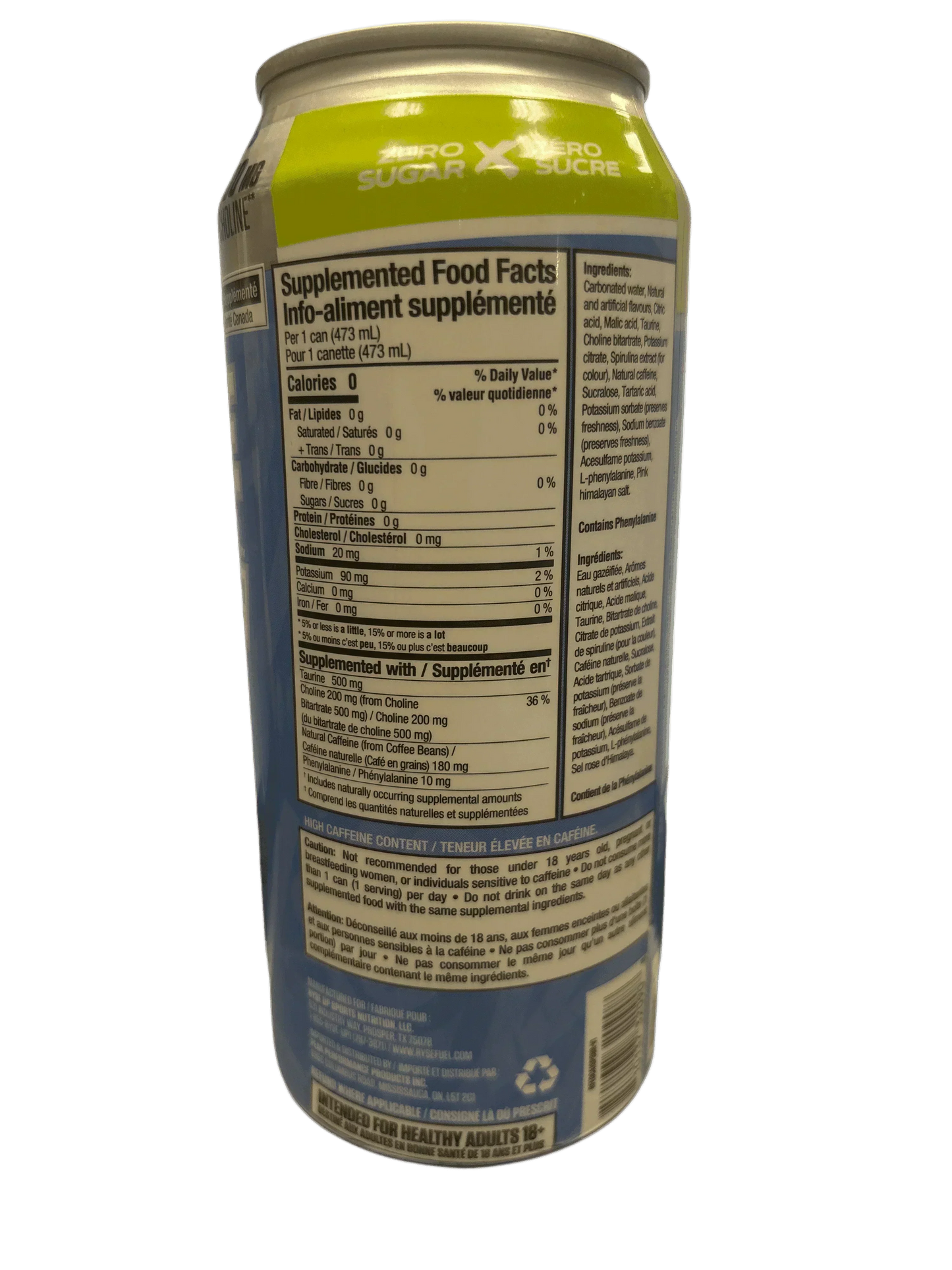 RYSE Fuel Sour Punch Blue Raspberry Zero Sugar Energy Drink