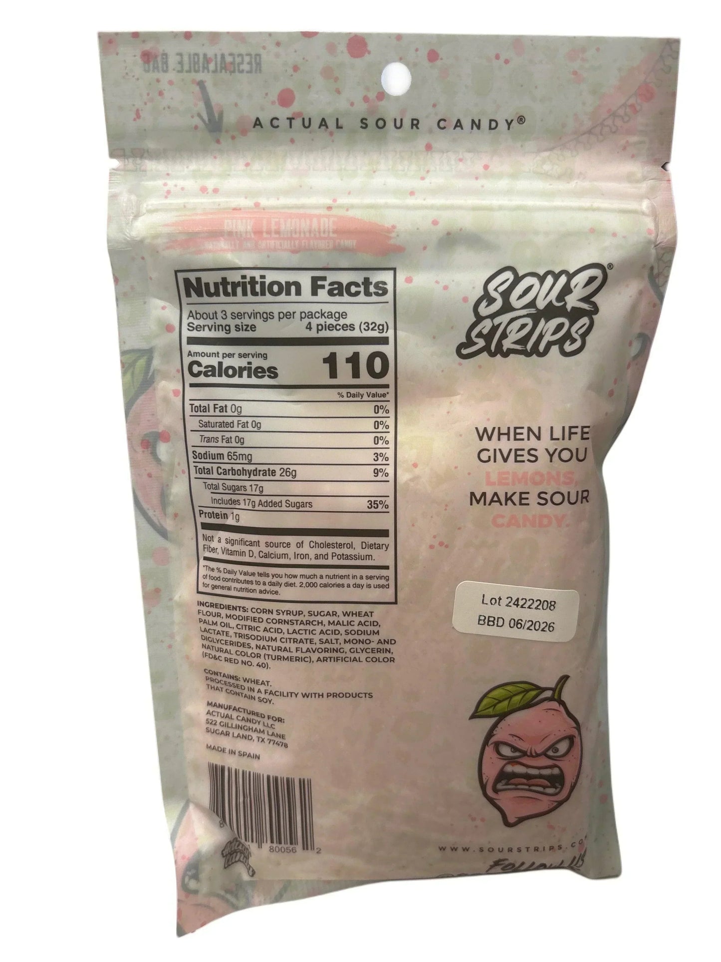 Sour Strips Pink Lemonade 3.4OZ - U.S Edition
