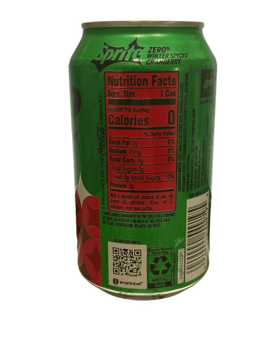 Sprite Zero Sugar Winter Spiced Cranberry Can 355ML