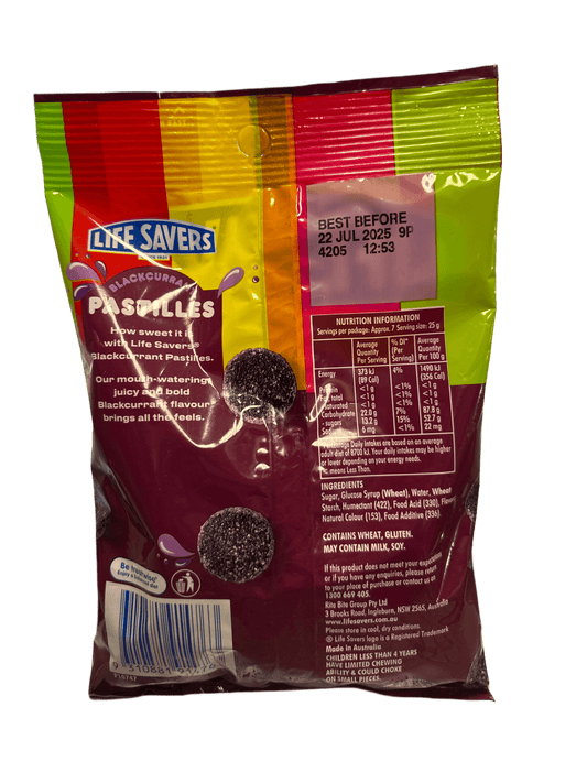 Life Savers Blackcurrant Pastilles Candy Bag 180G - Australian Edition